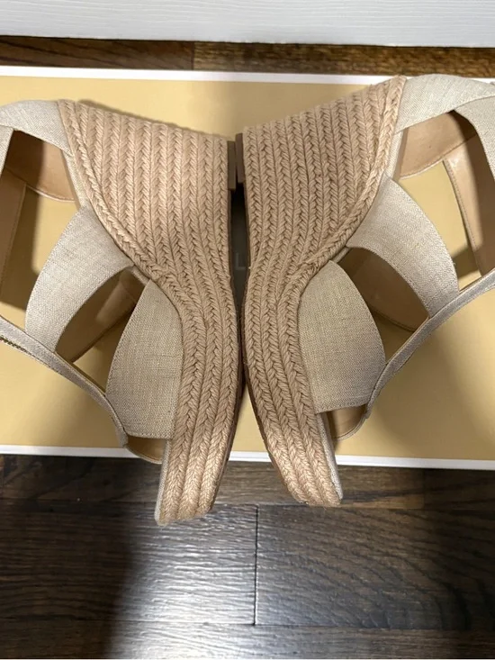 Michael Kors Beige Espadrille Zip Wedge Sandals - Picture 5 of 8